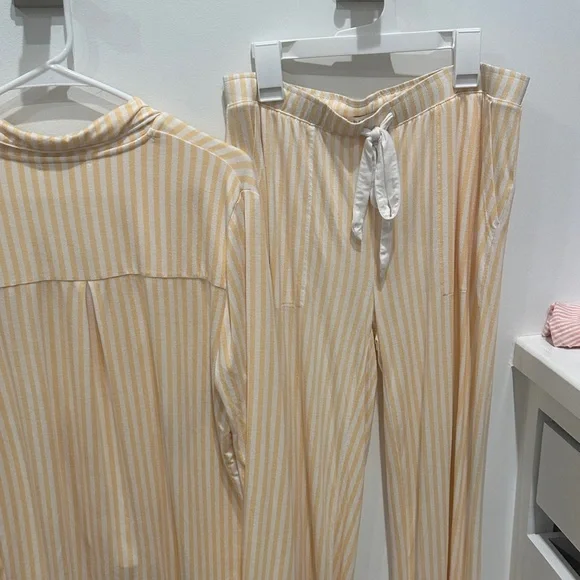 P.J. Salvage Yellow and White Striped pajama set- oversized small - Picture 8 of 8